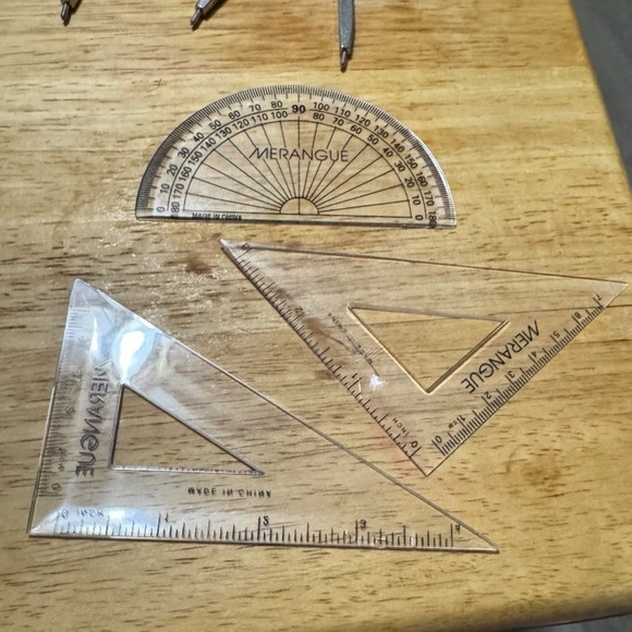 Merangue Geometry Drafting Tool Kit – 9pc Math Set w/ Compass, Rulers & Case - Picture 12 of 13